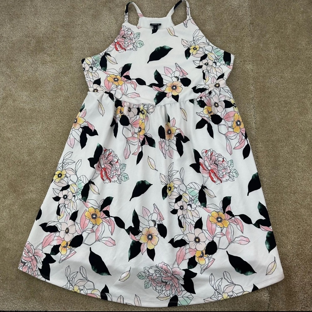 Skater Dress White Multicolor Floral - Picture 1 of 1
